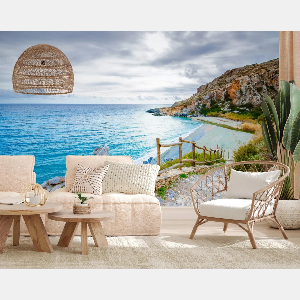 Fototapeta spokojna turkusowa zatoczka z nadmorską ścieżką – Wallissimo® Fototapeta spokojna turkusowa zatoczka z nadmorską ścieżką – Wallissimo®