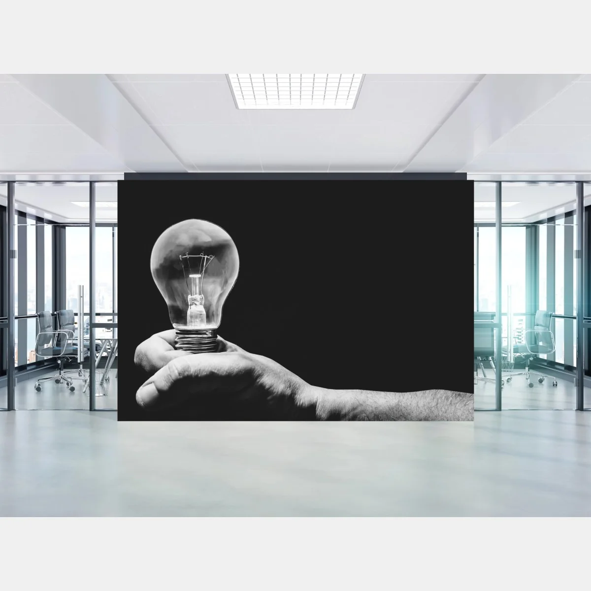 Fototapeta monochromatyczna ręka trzymająca żarówkę – Wallissimo® Fototapeta monochromatyczna ręka trzymająca żarówkę – Wallissimo®