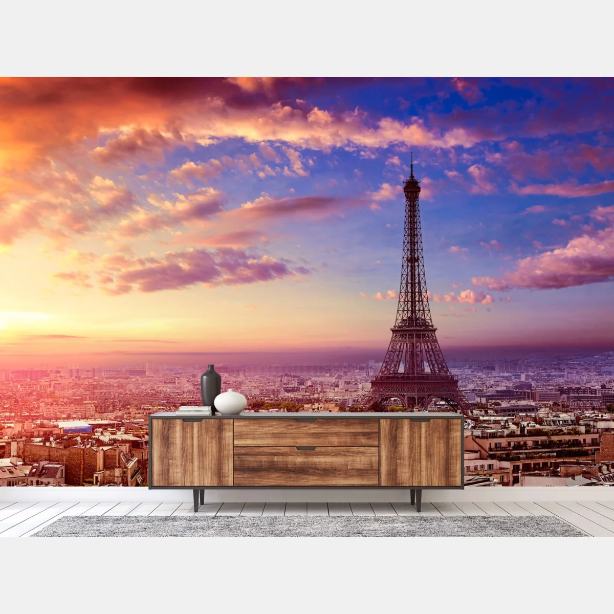 Fototapeta zachód słońca nad Wieżą Eiffla – Wallissimo® Fototapeta zachód słońca nad Wieżą Eiffla – Wallissimo®
