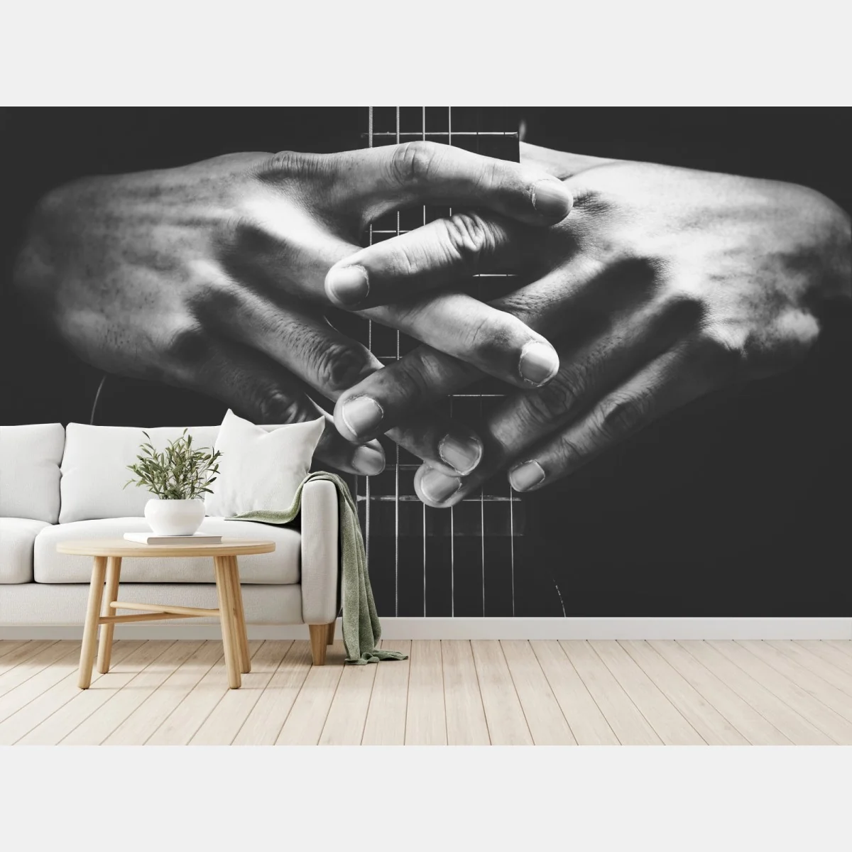 Fototapeta splątane ręce na strunach gitary – Wallissimo® Fototapeta splątane ręce na strunach gitary – Wallissimo®