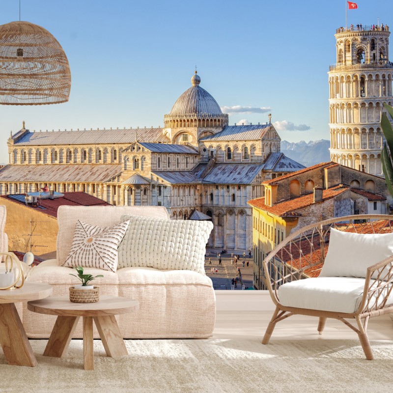 Fototapeta słoneczny widok na katedrę w Pizie i krzywą wieżę – Wallissimo® Fototapeta słoneczny widok na katedrę w Pizie i krzywą wieżę – Wallissimo®
