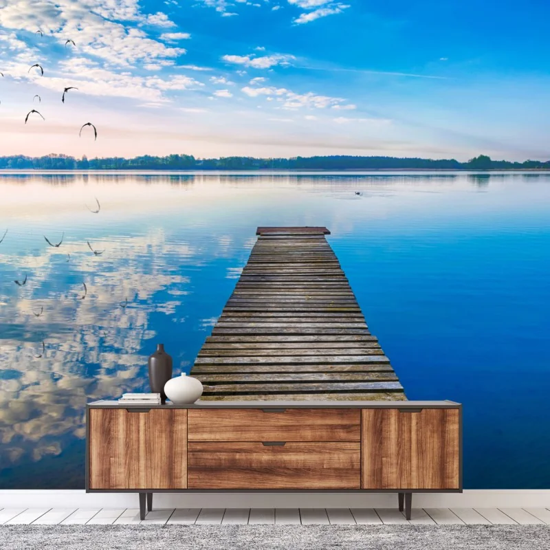 Fototapeta spokojny pomost nad jeziorem Selment Wielki, Mazury – Wallissimo® Fototapeta spokojny pomost nad jeziorem Selment Wielki, Mazury – Wallissimo®