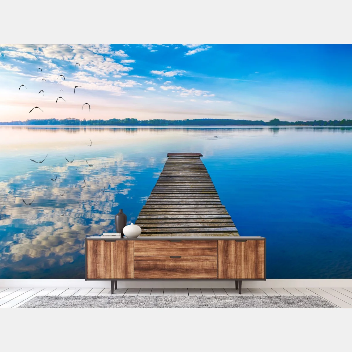 Fototapeta spokojny pomost nad jeziorem Selment Wielki, Mazury – Wallissimo® Fototapeta spokojny pomost nad jeziorem Selment Wielki, Mazury – Wallissimo®
