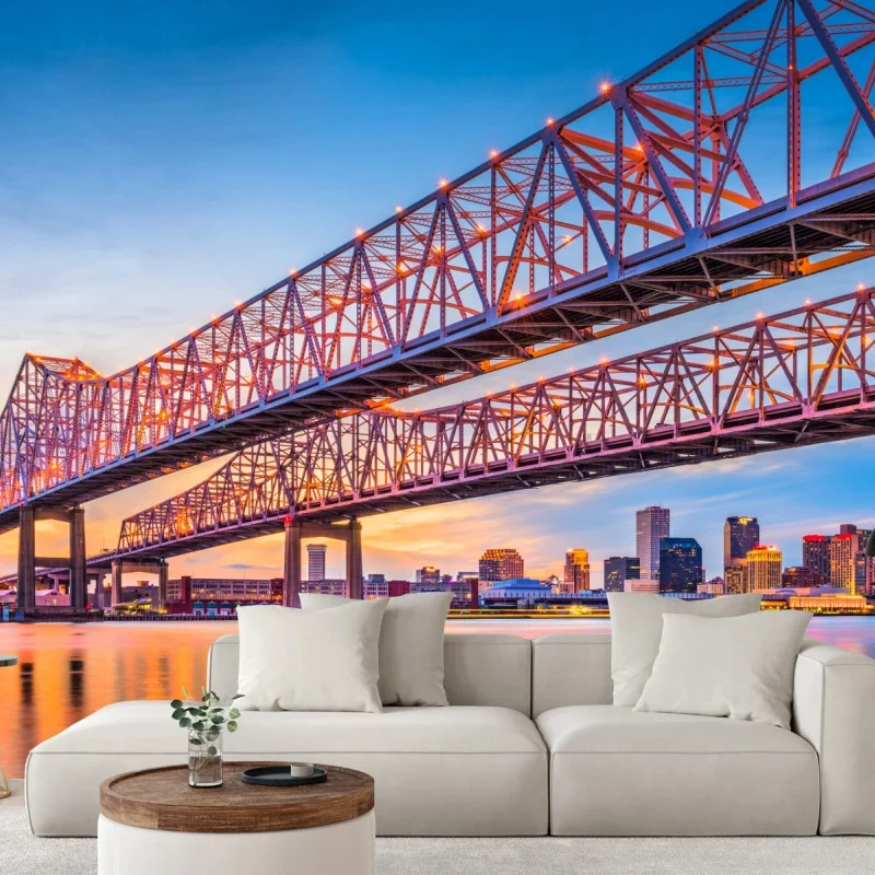 Fototapeta most Crescent City Connection o zachodzie słońca, New Orleans – Wallissimo® Fototapeta most Crescent City Connection o zachodzie słońca, New Orleans – Wallissimo®