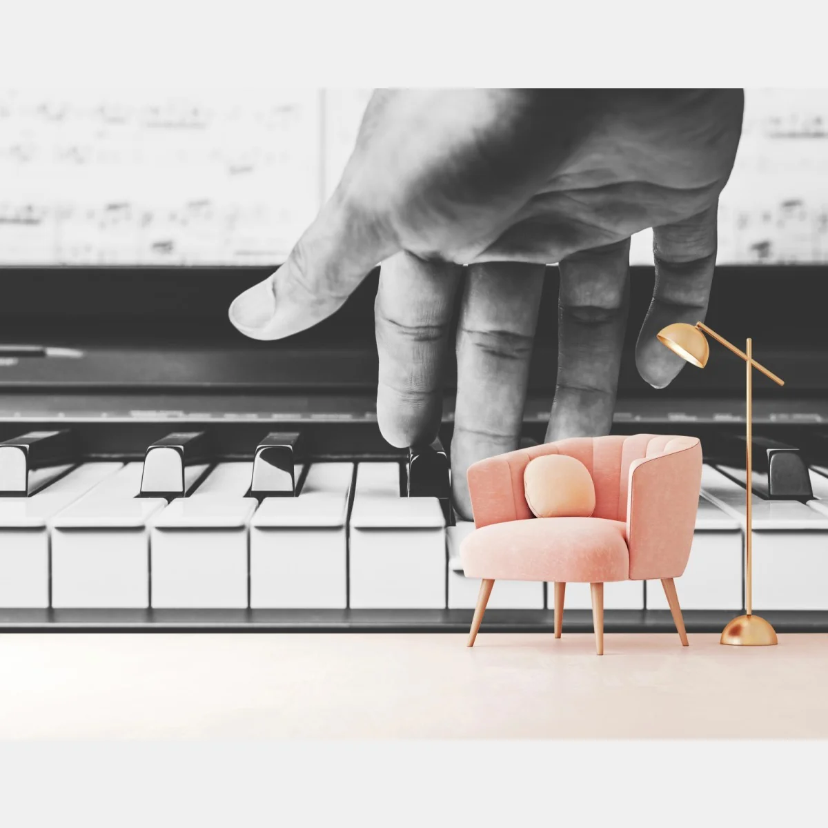 Fototapeta ręka na klawiszach fortepianu – Wallissimo® Fototapeta ręka na klawiszach fortepianu – Wallissimo®