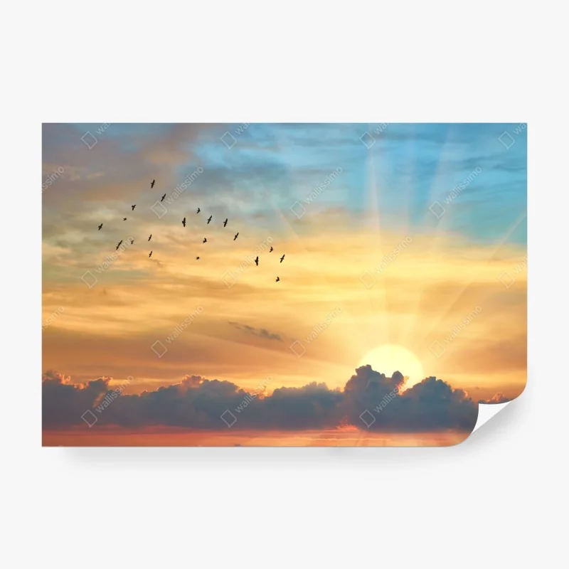 Fototapeta granatowo-złoty botaniczny wzór liści – Wallissimo®