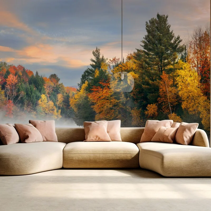 Fototapeta mglisty jesienny poranek w Stowe – Wallissimo® Fototapeta mglisty jesienny poranek w Stowe – Wallissimo®