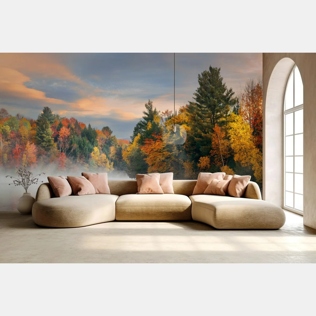 Fototapeta mglisty jesienny poranek w Stowe – Wallissimo® Fototapeta mglisty jesienny poranek w Stowe – Wallissimo®