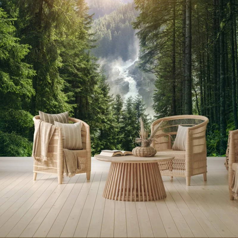 Fototapeta Krimml wodospad w bujnym alpejskim lesie – Wallissimo® Fototapeta Krimml wodospad w bujnym alpejskim lesie – Wallissimo®