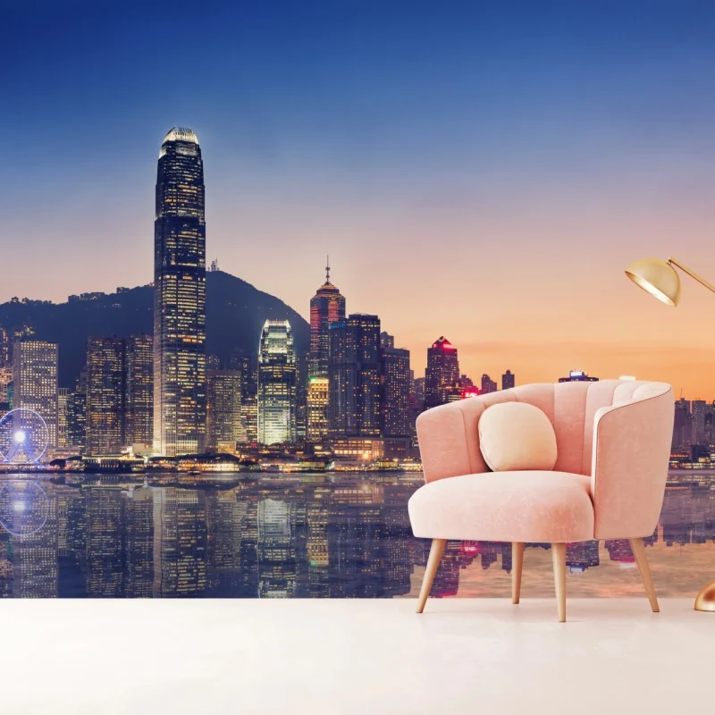 Fototapeta Hongkong panorama miasta o zmierzchu – Wallissimo® Fototapeta Hongkong panorama miasta o zmierzchu – Wallissimo®