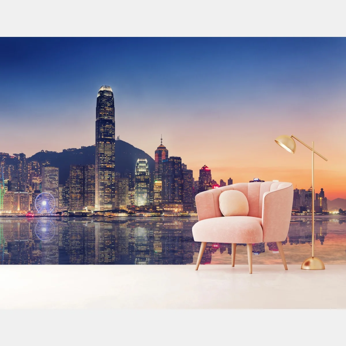 Fototapeta Hongkong panorama miasta o zmierzchu – Wallissimo® Fototapeta Hongkong panorama miasta o zmierzchu – Wallissimo®