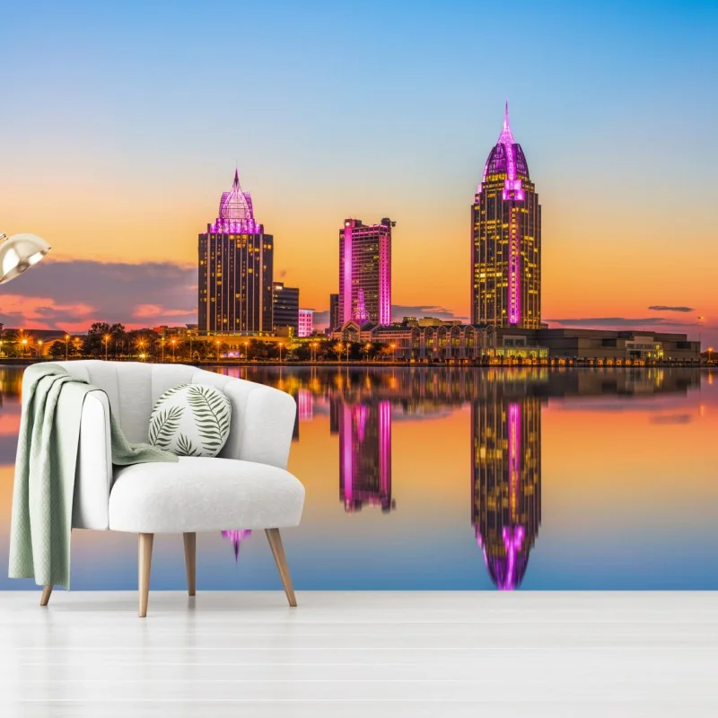 Fototapeta panorama Mobile o zachodzie słońca – Wallissimo®