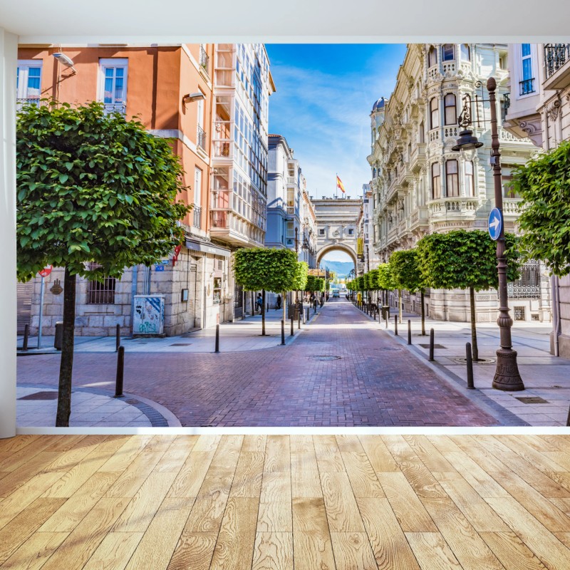 Fototapeta Santander ulica miejska z zabytkowym łukiem – Wallissimo® Fototapeta Santander ulica miejska z zabytkowym łukiem – Wallissimo®