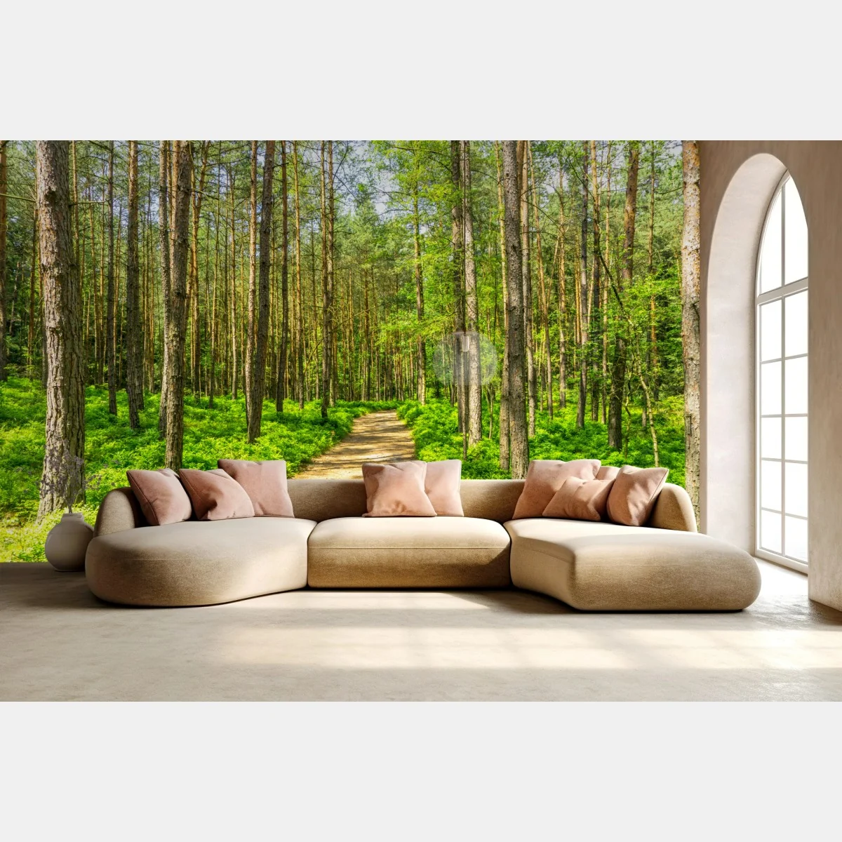 Fototapeta słoneczna leśna ścieżka wśród sosen – Wallissimo® Fototapeta słoneczna leśna ścieżka wśród sosen – Wallissimo®