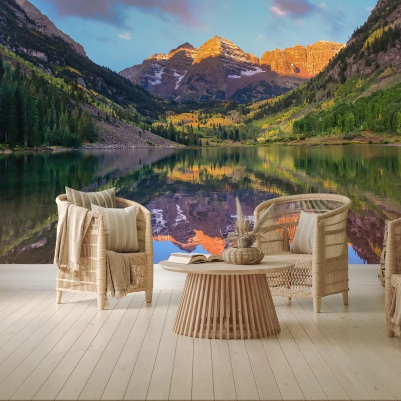 Fototapeta wschód słońca nad Maroon Bells – Wallissimo® Fototapeta wschód słońca nad Maroon Bells – Wallissimo®