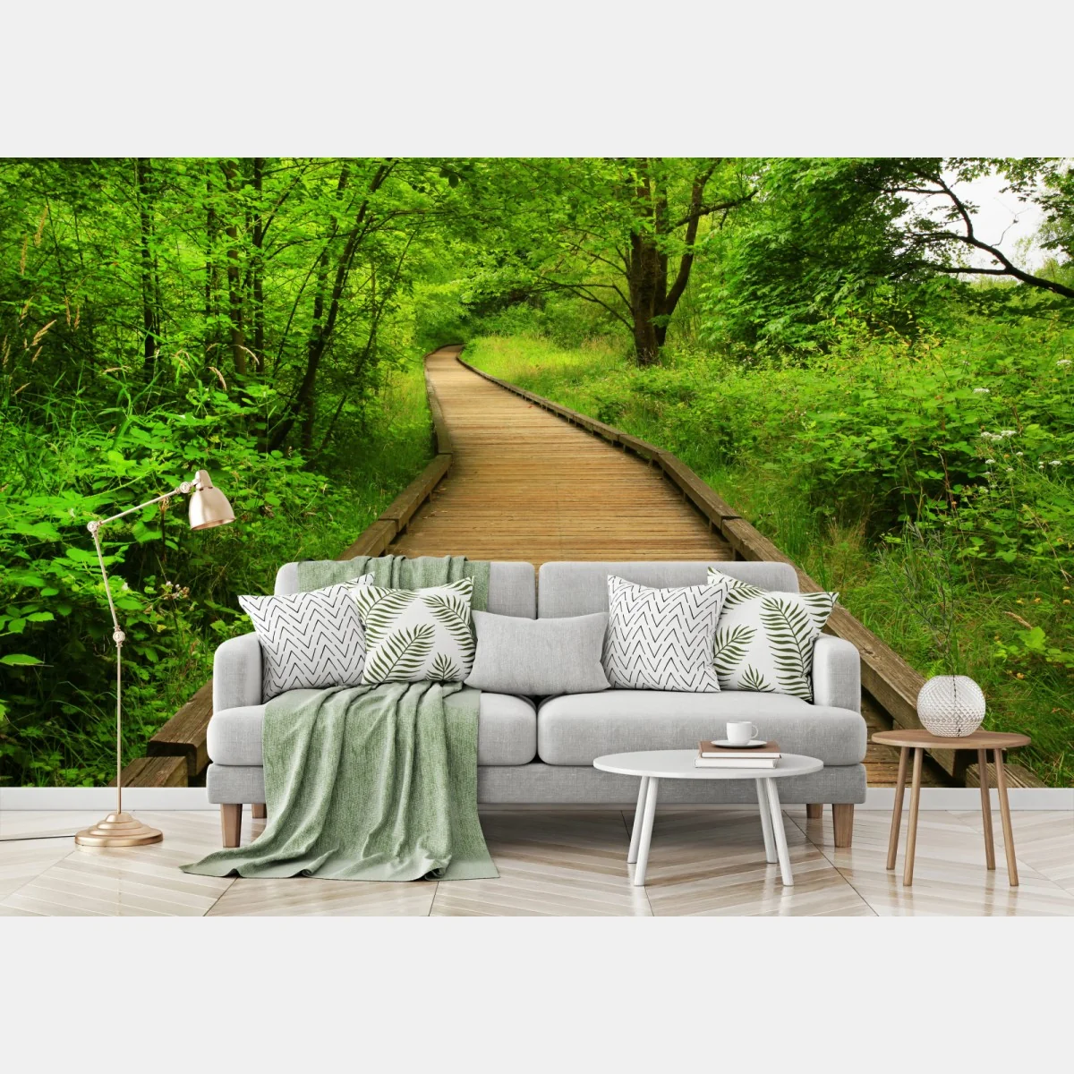 Fototapeta spokojny drewniany pomost w lesie – Wallissimo® Fototapeta spokojny drewniany pomost w lesie – Wallissimo®