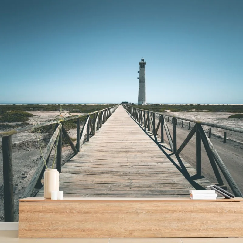 Fototapeta latarnia morska na końcu pomostu – Wallissimo® Fototapeta latarnia morska na końcu pomostu – Wallissimo®