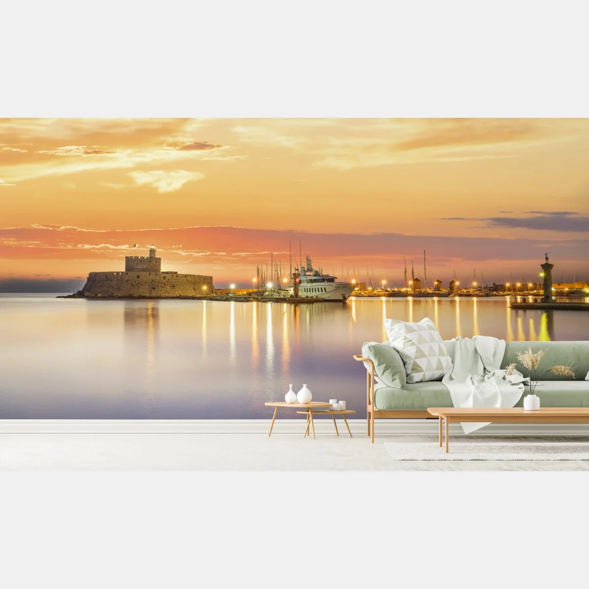 Fototapeta twierdza Agios Nikolaos w porcie Mandraki, Rodos – Wallissimo® Fototapeta twierdza Agios Nikolaos w porcie Mandraki, Rodos – Wallissimo®