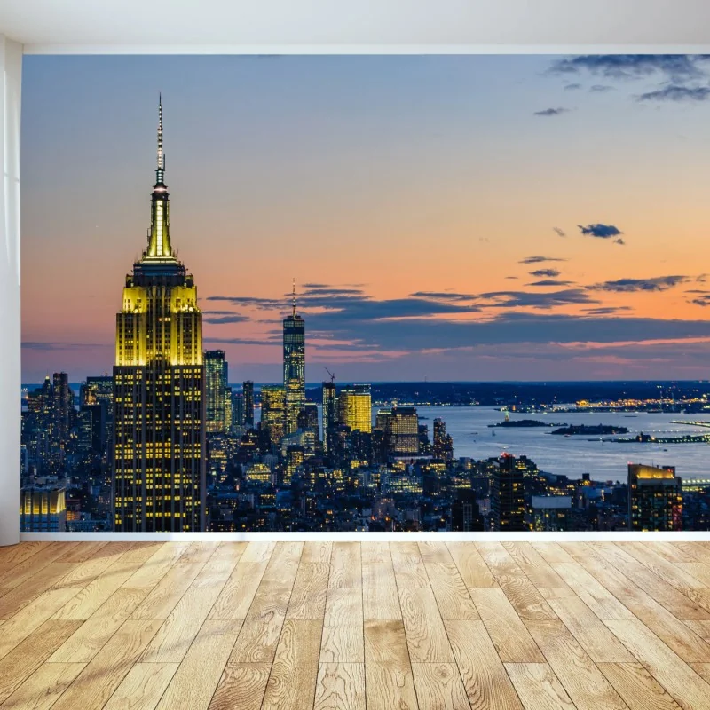 Fototapeta panorama Nowego Jorku o zmierzchu – Wallissimo® Fototapeta panorama Nowego Jorku o zmierzchu – Wallissimo®