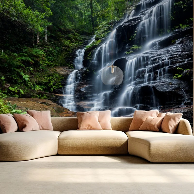 Fototapeta spokojny wodospad w lesie – Wallissimo® Fototapeta spokojny wodospad w lesie – Wallissimo®