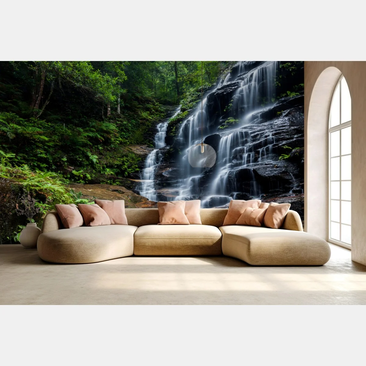 Fototapeta spokojny wodospad w lesie – Wallissimo® Fototapeta spokojny wodospad w lesie – Wallissimo®