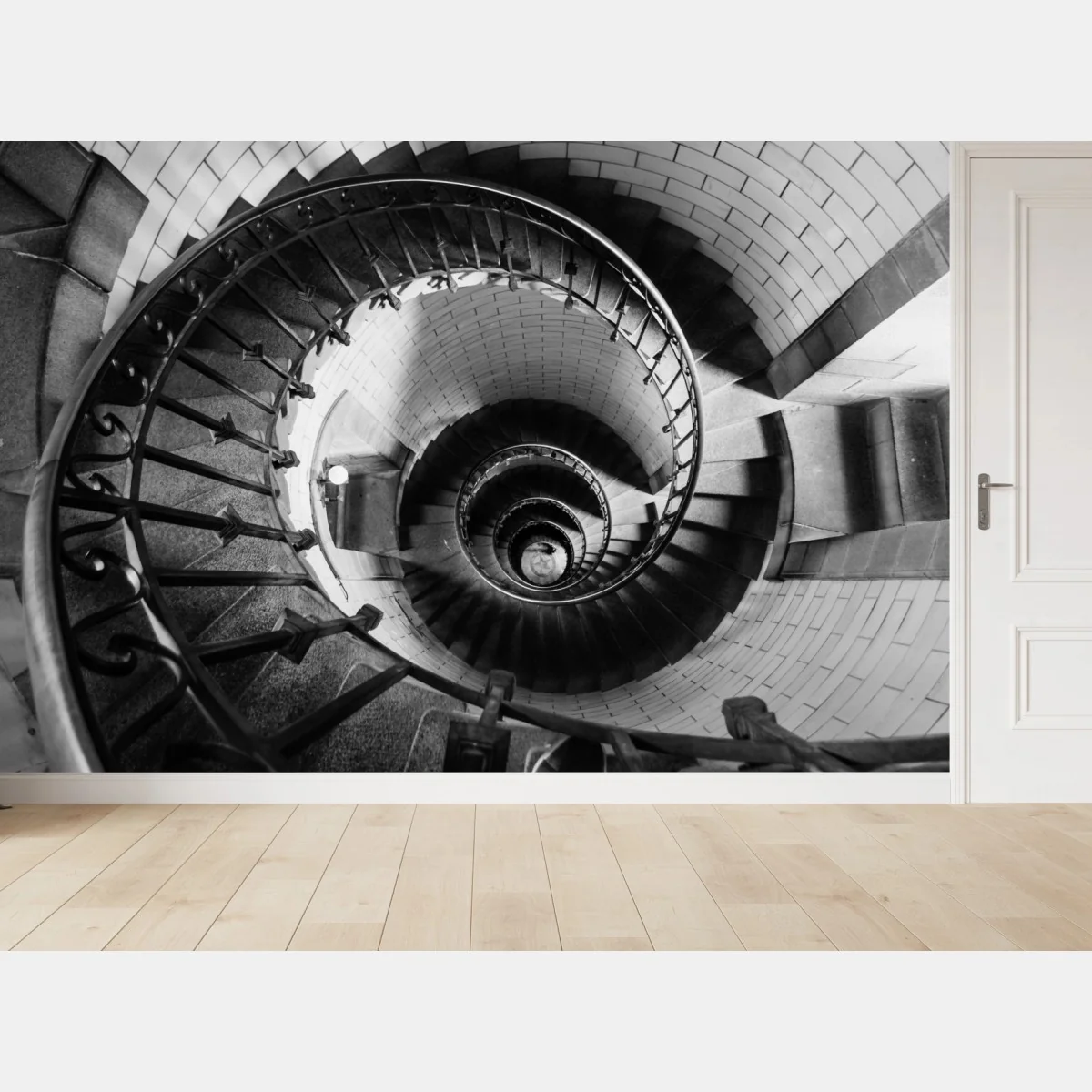 Fototapeta spiralne schody w monochromatycznej perspektywie – Wallissimo® Fototapeta spiralne schody w monochromatycznej perspektywie – Wallissimo®