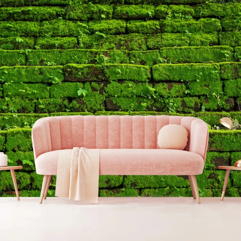Fototapeta ściana z mchem na ceglanej strukturze – Wallissimo® Fototapeta ściana z mchem na ceglanej strukturze – Wallissimo®