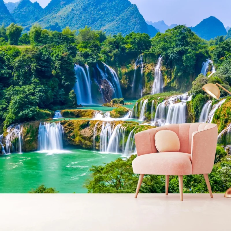 Fototapeta szmaragdowe kaskady wodospadów – Wallissimo® Fototapeta szmaragdowe kaskady wodospadów – Wallissimo®