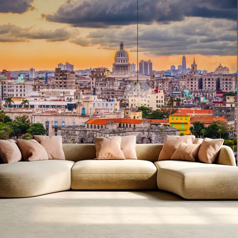 Fototapeta Hawana panorama miasta o zachodzie słońca – Wallissimo® Fototapeta Hawana panorama miasta o zachodzie słońca – Wallissimo®