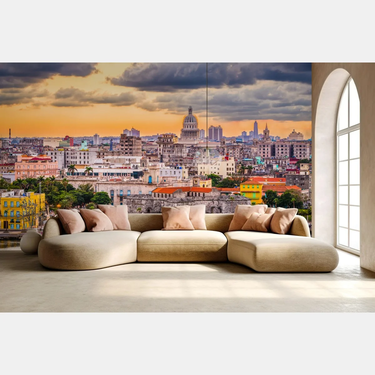 Fototapeta Hawana panorama miasta o zachodzie słońca – Wallissimo® Fototapeta Hawana panorama miasta o zachodzie słońca – Wallissimo®