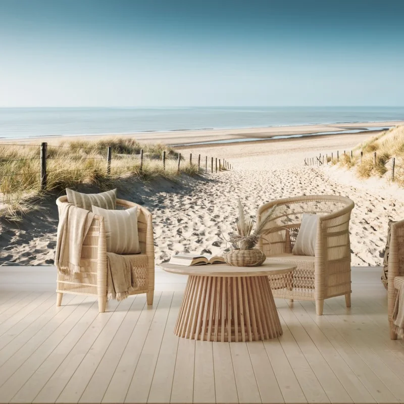 Fototapeta wydmy i spokojne morze przy Noordwijk – Wallissimo® Fototapeta wydmy i spokojne morze przy Noordwijk – Wallissimo®