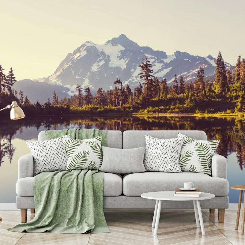 Fototapeta odbicie Mount Shuksan na górskim jeziorze – Wallissimo® Fototapeta odbicie Mount Shuksan na górskim jeziorze – Wallissimo®