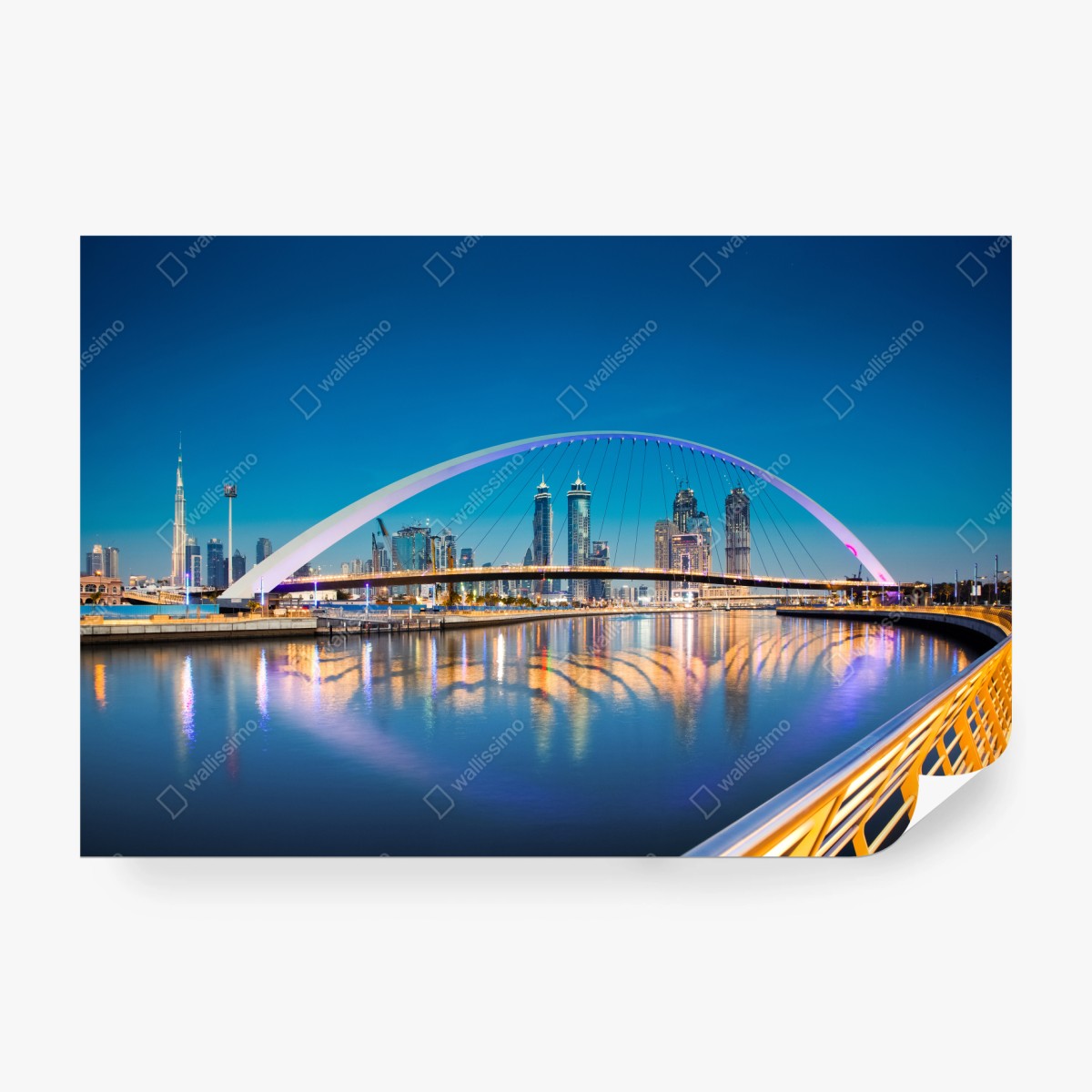 Fototapeta Dubaj panorama miasta z oświetlonym mostem – Wallissimo®