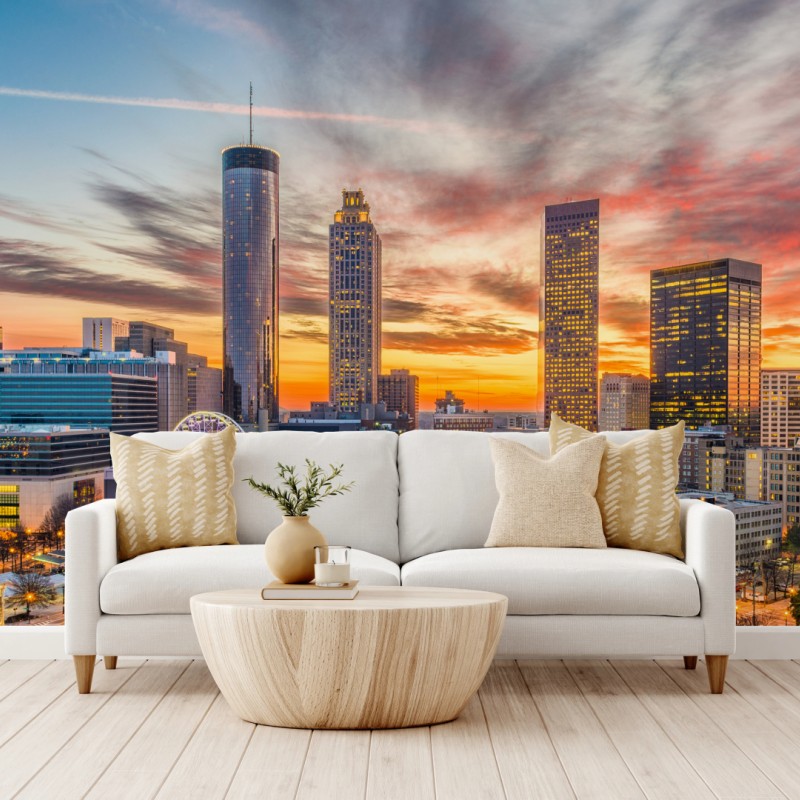 Fototapeta Atlanta panorama miasta przy zachodzie słońca – Wallissimo® Fototapeta Atlanta panorama miasta przy zachodzie słońca – Wallissimo®