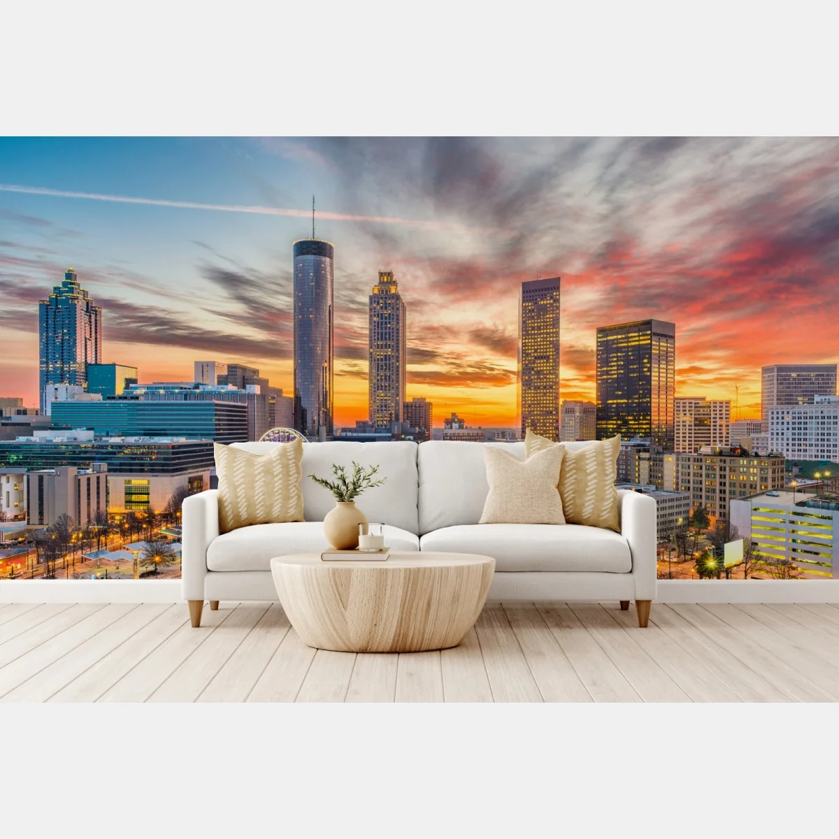 Fototapeta Atlanta panorama miasta przy zachodzie słońca – Wallissimo® Fototapeta Atlanta panorama miasta przy zachodzie słońca – Wallissimo®