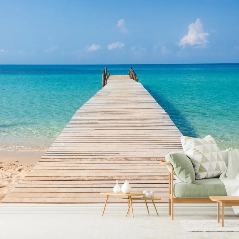 Fototapeta drewniany pomost nad turkusowym morzem – Wallissimo® Fototapeta drewniany pomost nad turkusowym morzem – Wallissimo®