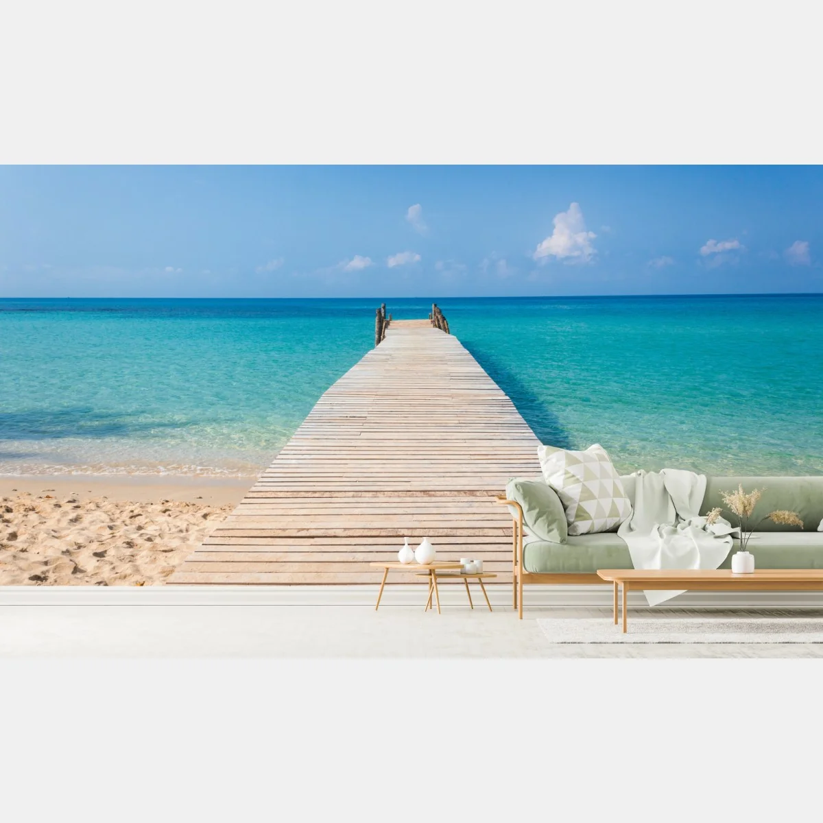 Fototapeta drewniany pomost nad turkusowym morzem – Wallissimo® Fototapeta drewniany pomost nad turkusowym morzem – Wallissimo®