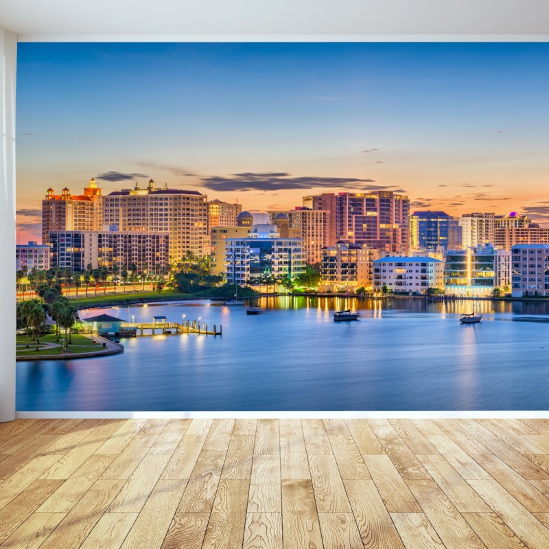 Fototapeta Sarasota o świcie nad zatoką – Wallissimo® Fototapeta Sarasota o świcie nad zatoką – Wallissimo®