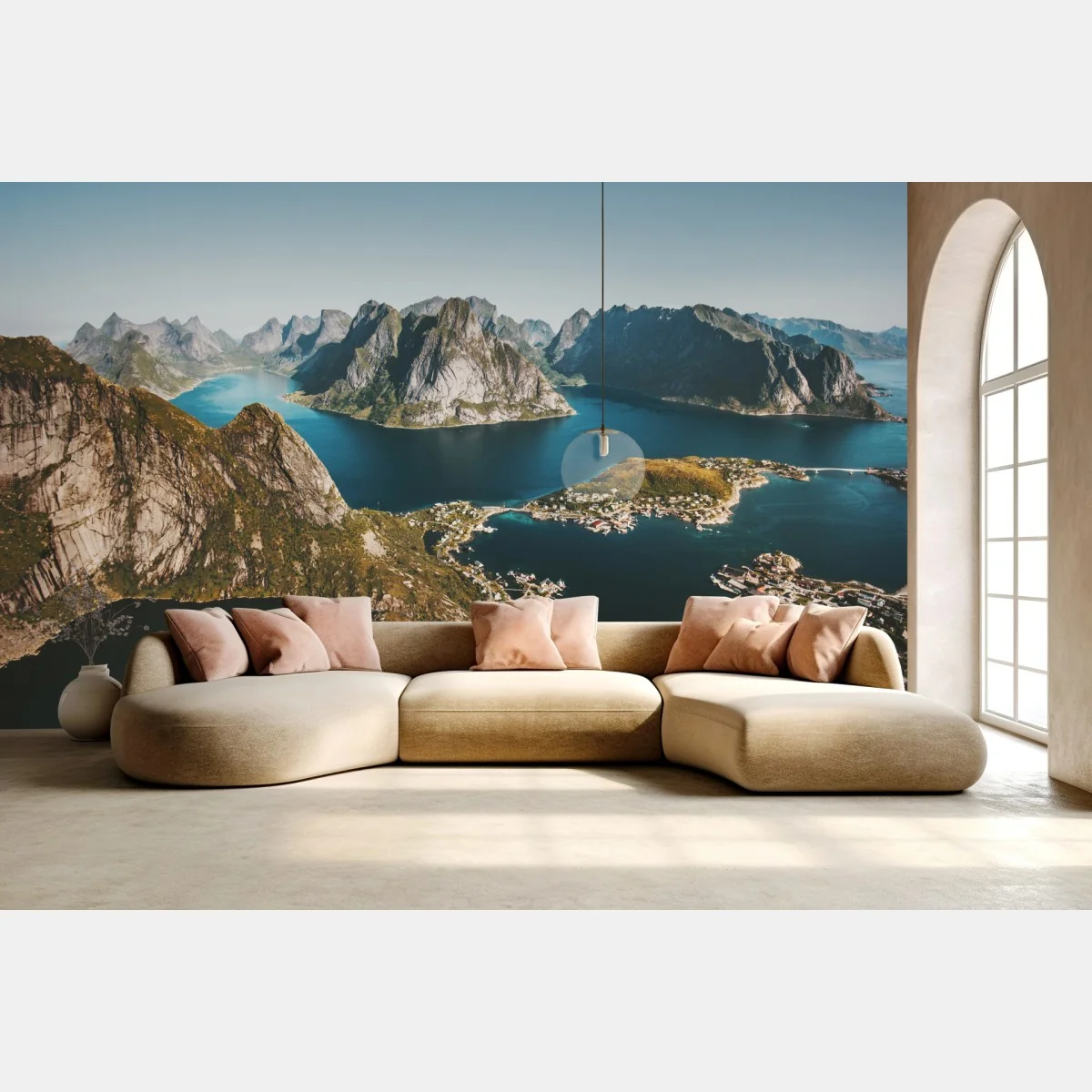 Fototapeta majestatyczna panorama górskiego fiordu – Wallissimo® Fototapeta majestatyczna panorama górskiego fiordu – Wallissimo®