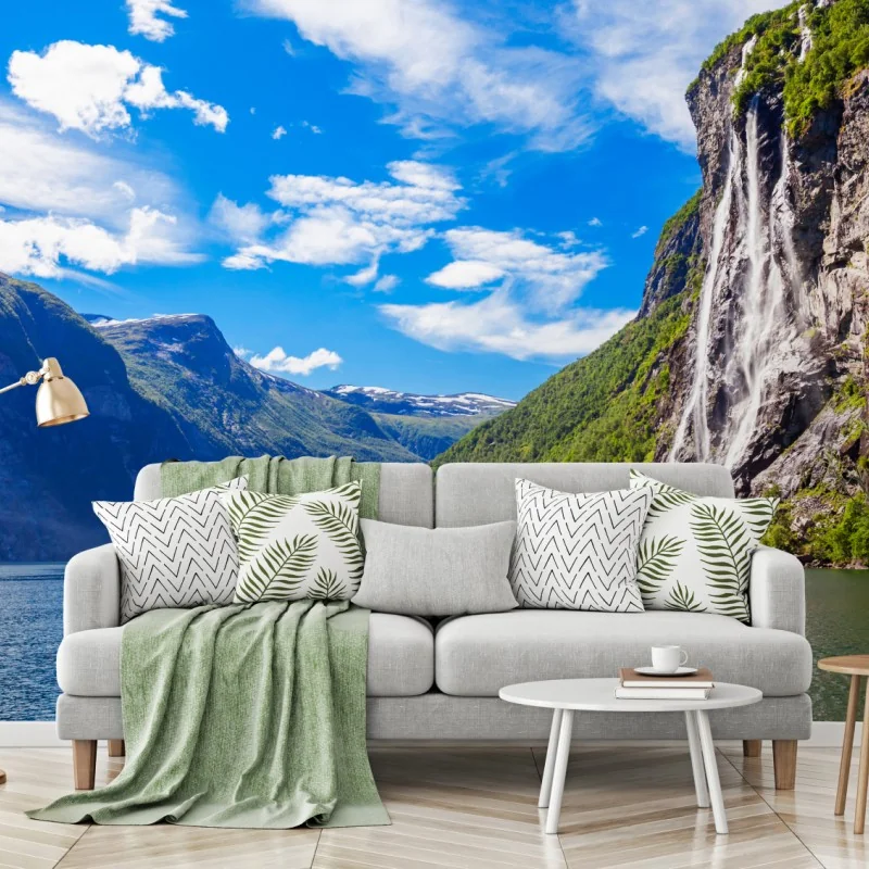 Fototapeta wodospad siedem sióstr nad Geirangerfjord – Wallissimo® Fototapeta wodospad siedem sióstr nad Geirangerfjord – Wallissimo®