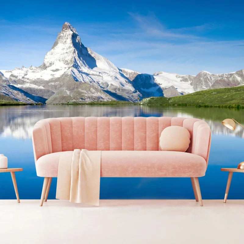 Fototapeta majestatyczne odbicie góry nad alpejskim jeziorem – Wallissimo® Fototapeta majestatyczne odbicie góry nad alpejskim jeziorem – Wallissimo®