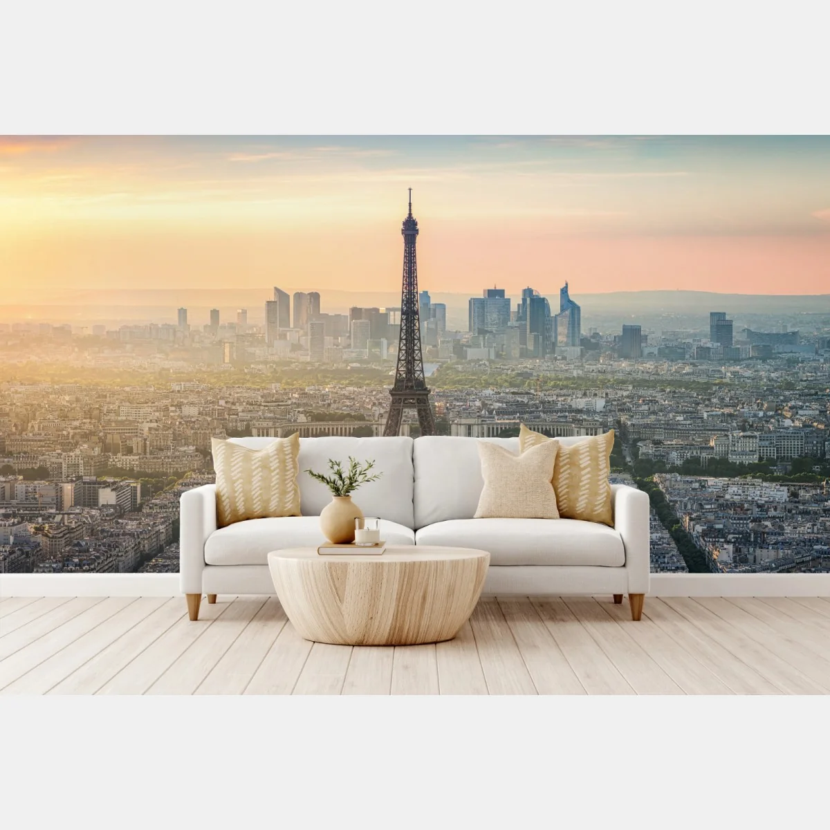 Fototapeta Paryż panorama o zachodzie słońca z Wieżą Eiffla – Wallissimo® Fototapeta Paryż panorama o zachodzie słońca z Wieżą Eiffla – Wallissimo®