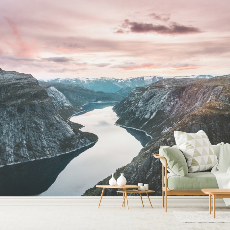 Fototapeta spokojny fiord o zachodzie słońca – Wallissimo® Fototapeta spokojny fiord o zachodzie słońca – Wallissimo®