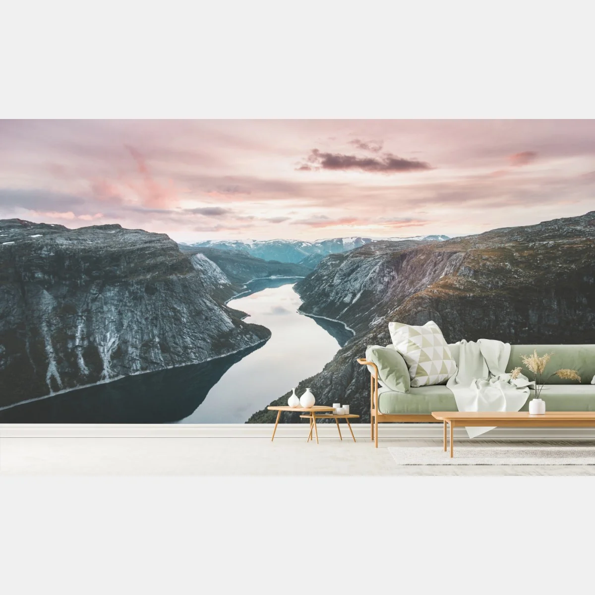 Fototapeta spokojny fiord o zachodzie słońca – Wallissimo® Fototapeta spokojny fiord o zachodzie słońca – Wallissimo®