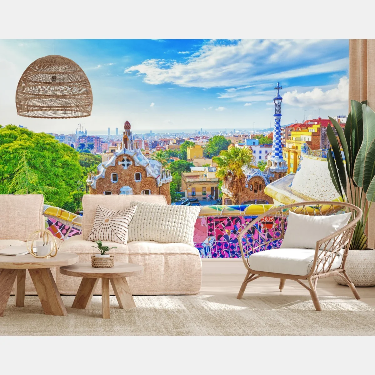 Fototapeta żywa Barcelona Park Güell mozaikowa panorama – Wallissimo® Fototapeta żywa Barcelona Park Güell mozaikowa panorama – Wallissimo®