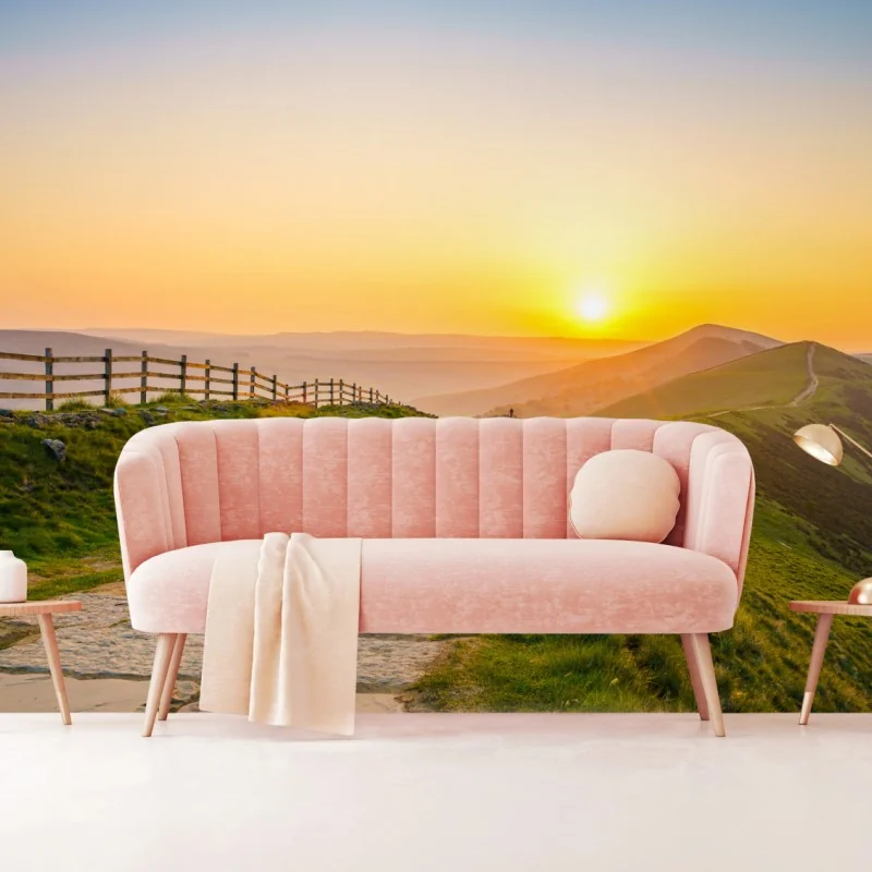 Fototapeta słoneczny grzbiet górski o wschodzie słońca – Wallissimo® Fototapeta słoneczny grzbiet górski o wschodzie słońca – Wallissimo®