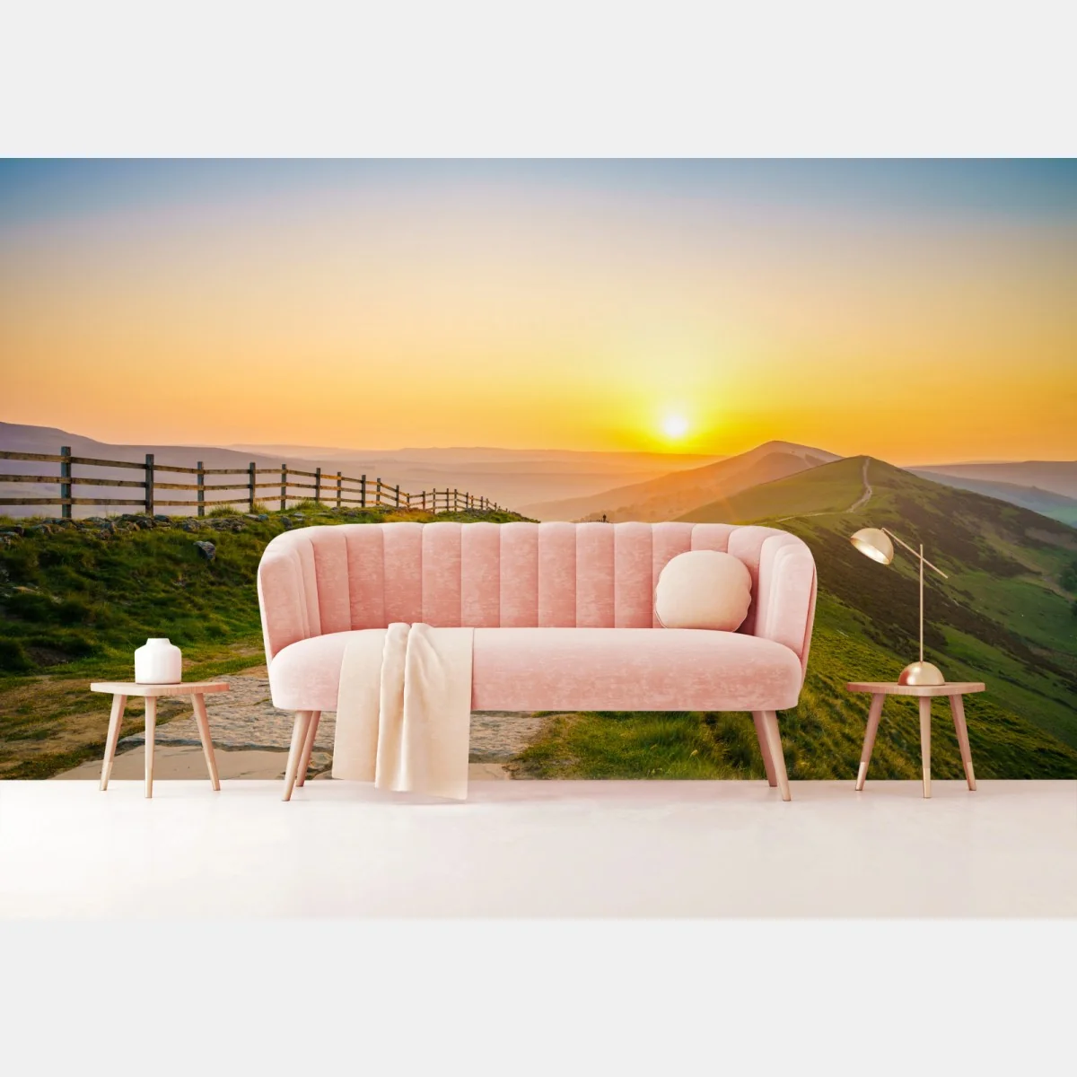 Fototapeta słoneczny grzbiet górski o wschodzie słońca – Wallissimo® Fototapeta słoneczny grzbiet górski o wschodzie słońca – Wallissimo®