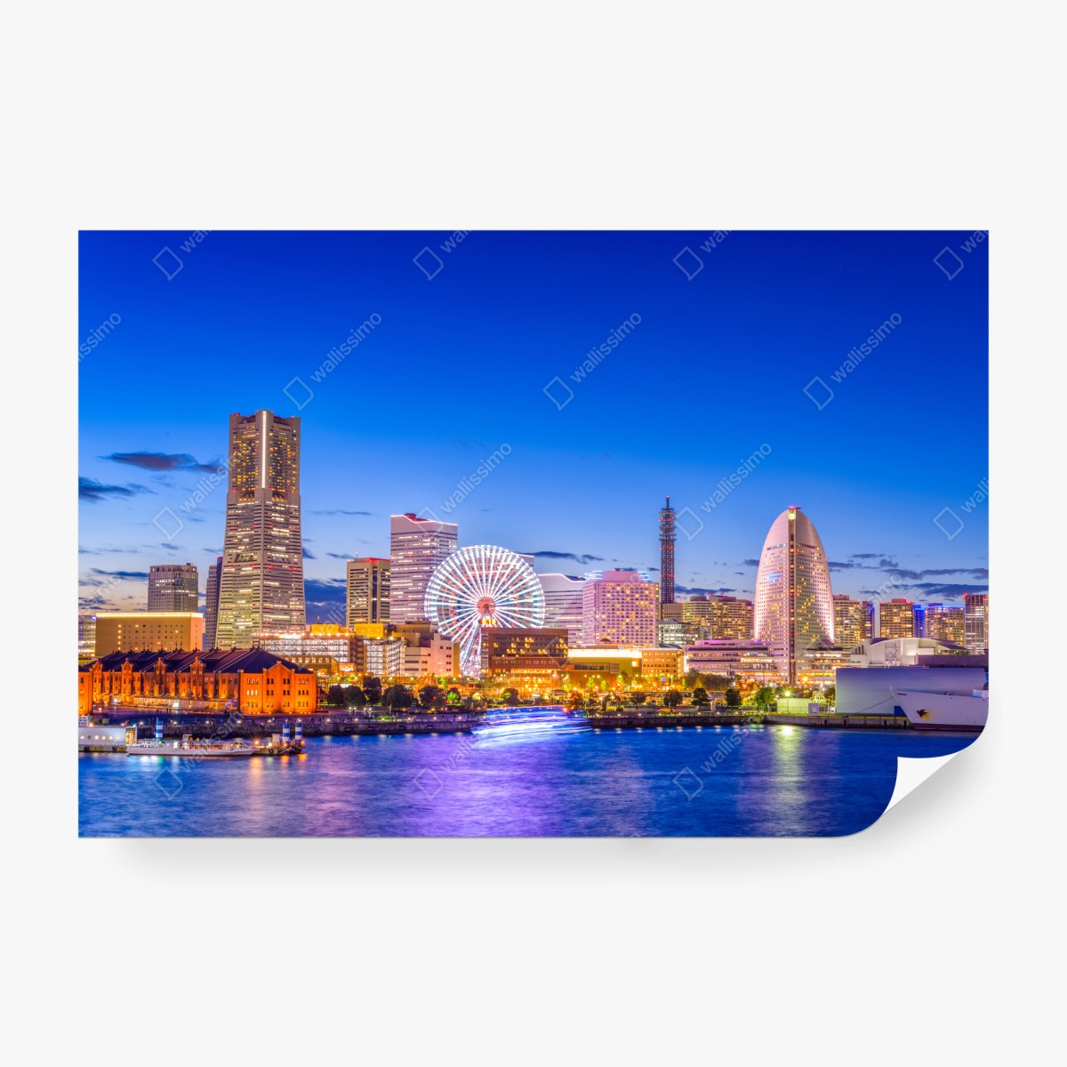 Fototapeta Yokohama panorama miasta o zmierzchu – Wallissimo® Fototapeta Yokohama panorama miasta o zmierzchu – Wallissimo®