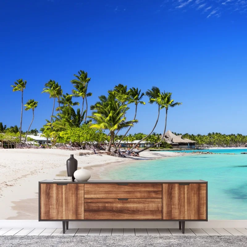 Fototapeta tropikalna plaża w Cap Cana – Wallissimo® Fototapeta tropikalna plaża w Cap Cana – Wallissimo®
