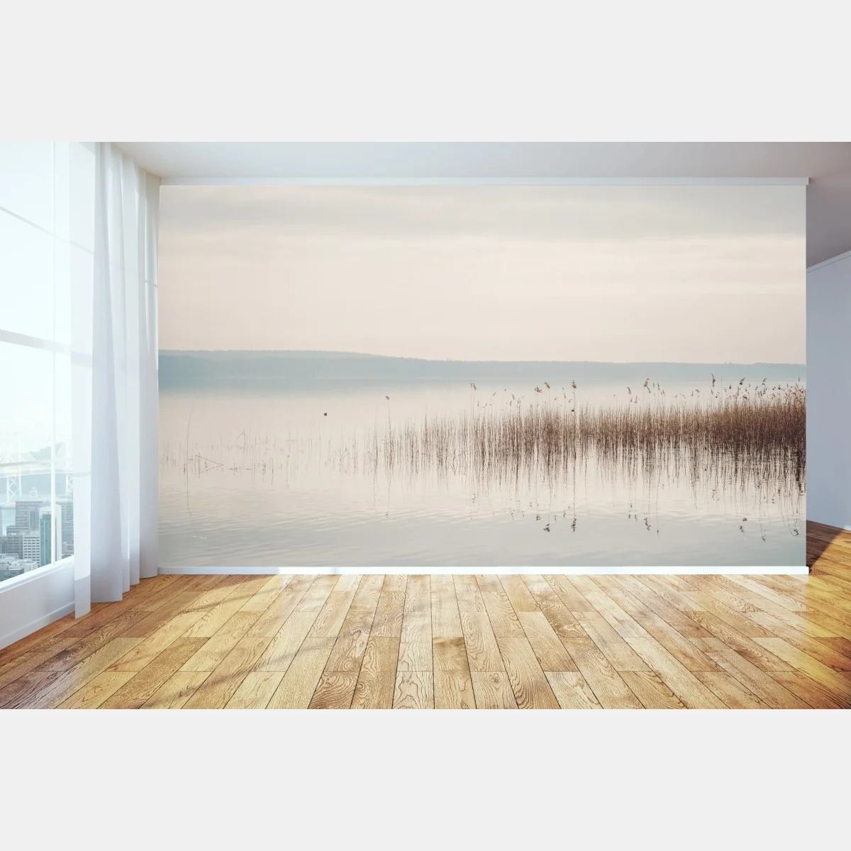 Fototapeta spokojne trzcinowisko nad jeziorem – Wallissimo® Fototapeta spokojne trzcinowisko nad jeziorem – Wallissimo®